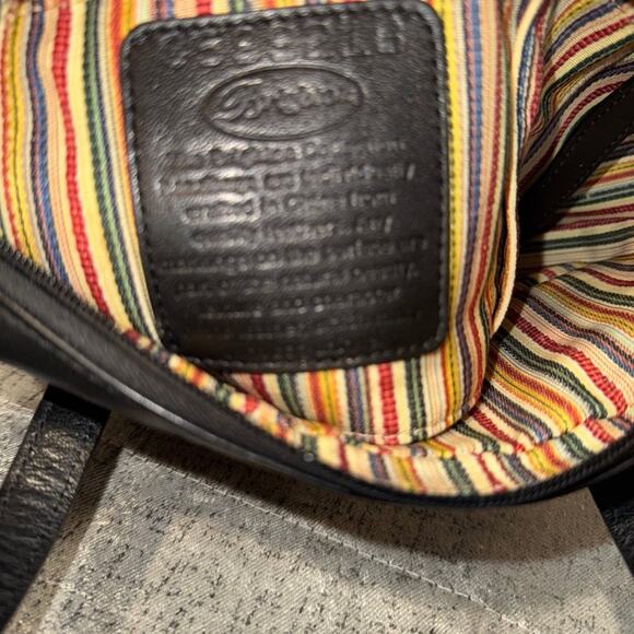 Brighton Double Pocket Black & Brown Leather Medium Shoulder Handbag - Picture 7 of 7